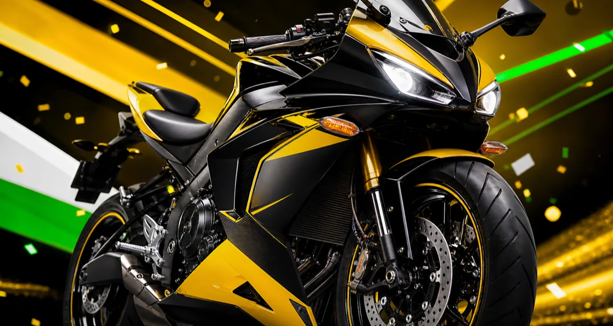 Detalhe da moto premium sorteada