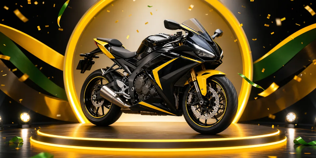 Moto premium em palco de sorteio
